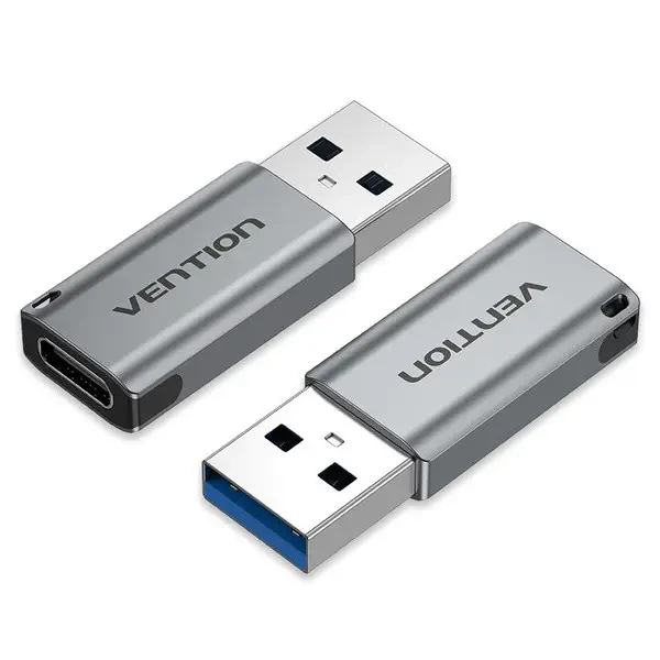 Адаптер Vention USB 3.0 Male to USB-C Female Adapter Gray Aluminum Alloy Type (CDPH0) — Vention
