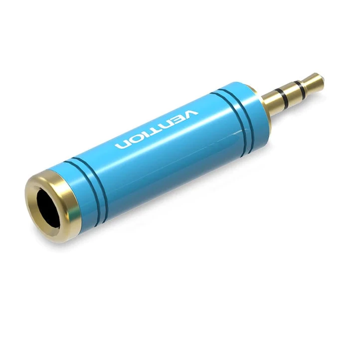 Аудіо перехідник Vention 3.5mm Male to 6.35mm Female Audio Adapter Blue Aluminum Alloy Type (VAB-S04-L) — Vention