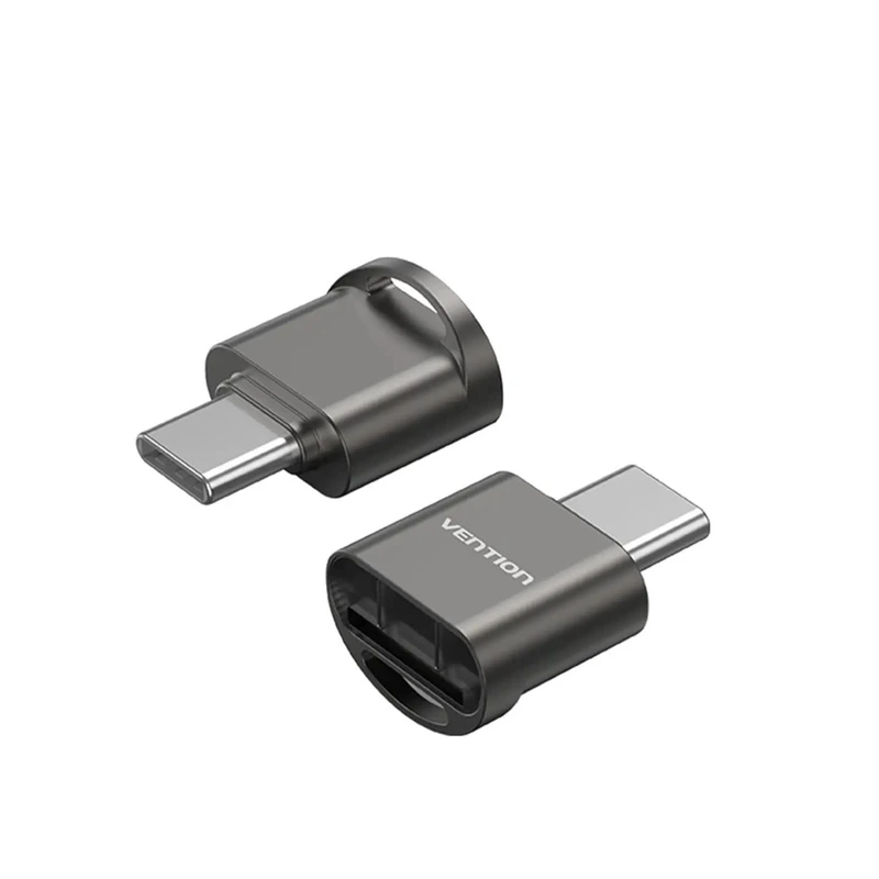 Картридер Vention USB 2.0 Type-C MicroSD Card Reader Gray Zinc Alloy Type — Vention