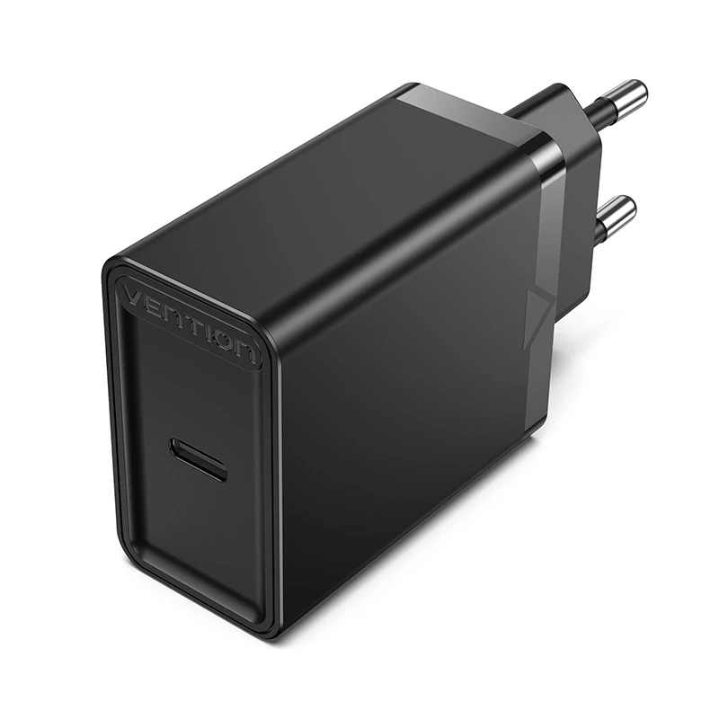 Мережевий зарядний пристрій Vention 1-port USB-C Wall Charger(20W) EU-Plug Black (FADB0-EU) — Vention
