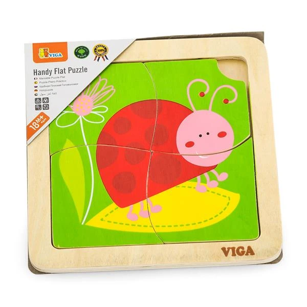 Дерев'яний мініпазл Viga Toys Жук сонечко, 4 ел. (50140) — Viga Toys
