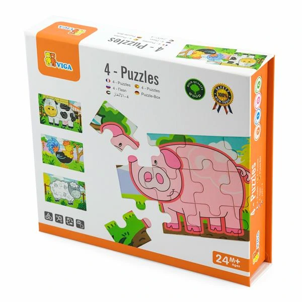Дерев'яний пазл Viga Toys Ферма 4 в 1, 48 ел. (50069) — Viga Toys