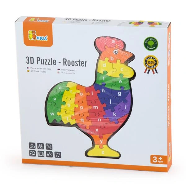 Дерев'яний пазл Viga Toys Півник по літерах (55244N) — Viga Toys