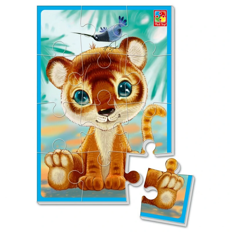 Дитячі м'які пазли "Зебреня і левеня" VT1103-42 формату А5 — Vladi Toys