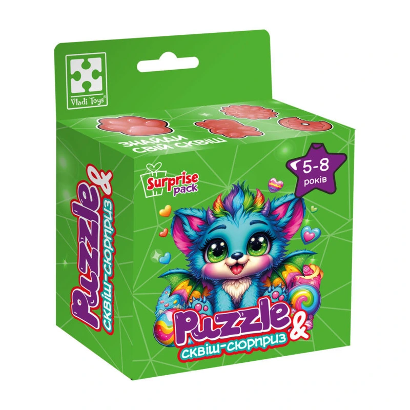 Дитячі пазли з сюрпризом "Бірюзовий дракончик" VT8030-04, 180 деталей