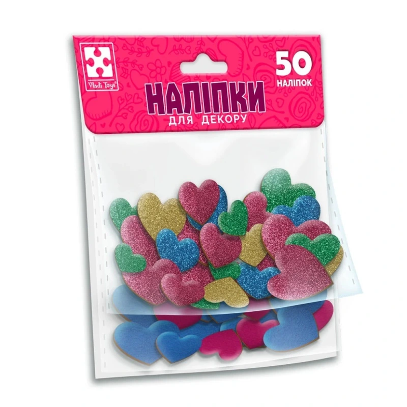 Дитячий набір м'яких наліпок "Серце" VT4206-53, 50 наліпок — Vladi Toys