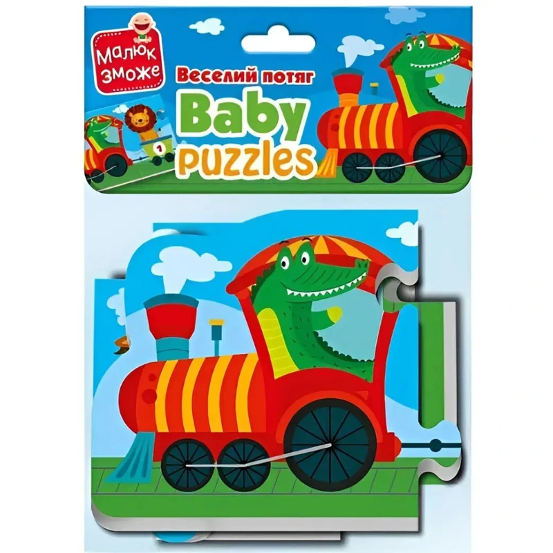М'які розвиваючі бебі пазли "Веселий потяг" VT1106-95, 6 пазлів — Vladi Toys