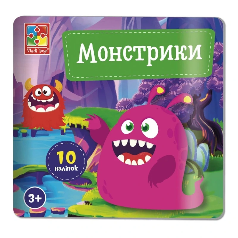 Набір для творчості "Монстрики" VT4206-52, 10 наліпок на планшетці — Vladi Toys