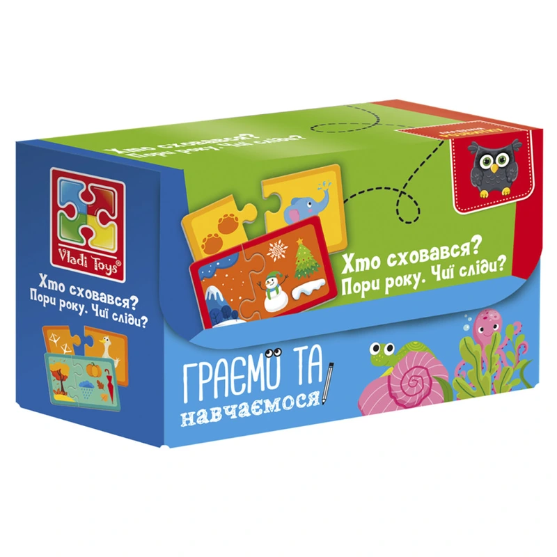 Пазли "Знайди пару. Пори року. Чиї сліди? Хто сховався" VT5003-04 Укр — Vladi Toys
