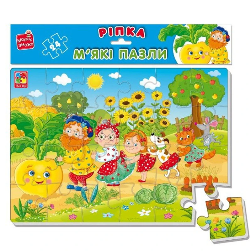 Розвиваючі м'які пазли "Ріпка" VT1102-28 А4, 24 деталі — Vladi Toys