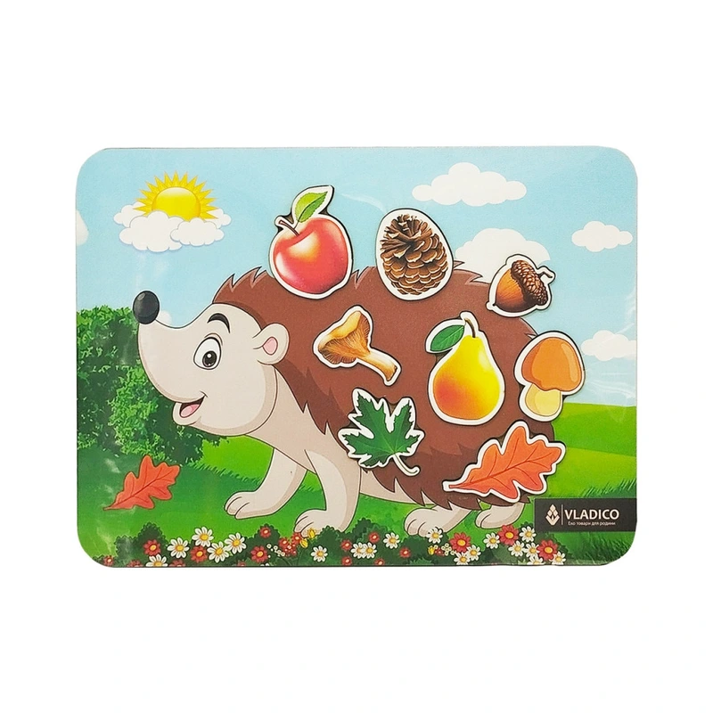 Дерев'яний пазл-вкладиш "Їжачок" 3240-05-007, 34х25 см, 8 елементів — VLADICO