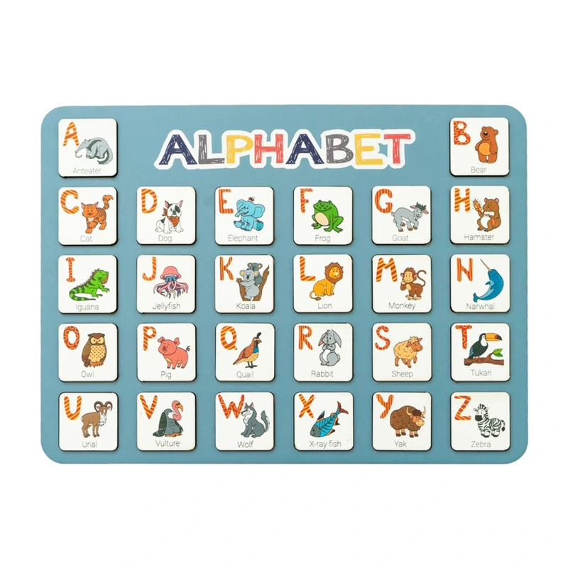 Дерев'яна абетка-вкладиш англійська "ALPHABET" 3240-03-002 синя 29х39 см — VLADICO