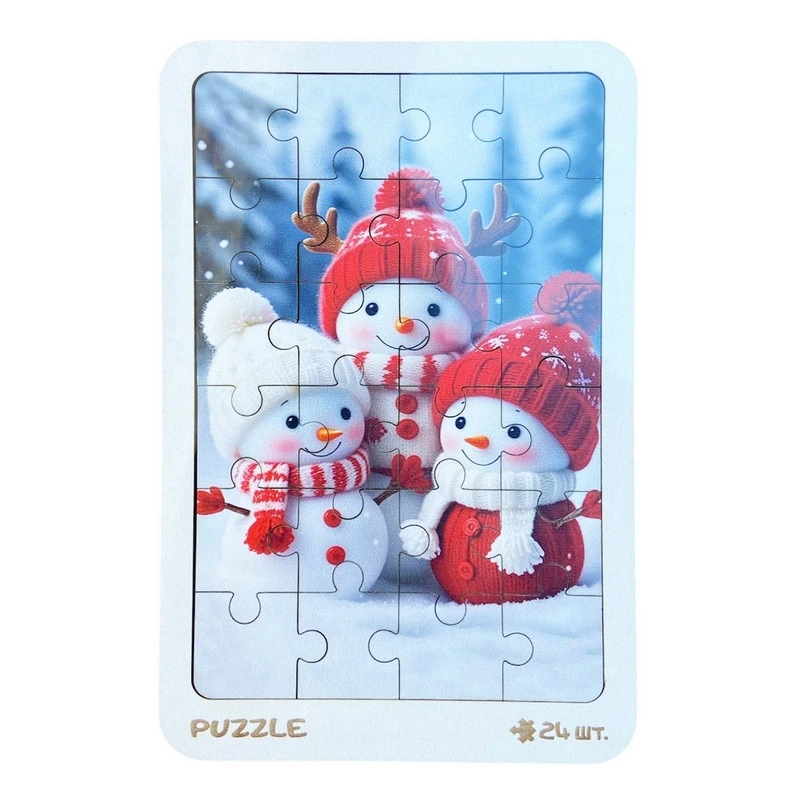 Новорічний пазл-вкладиш "Сніговички" 3240-19-001, 16х22 см, 200 днів