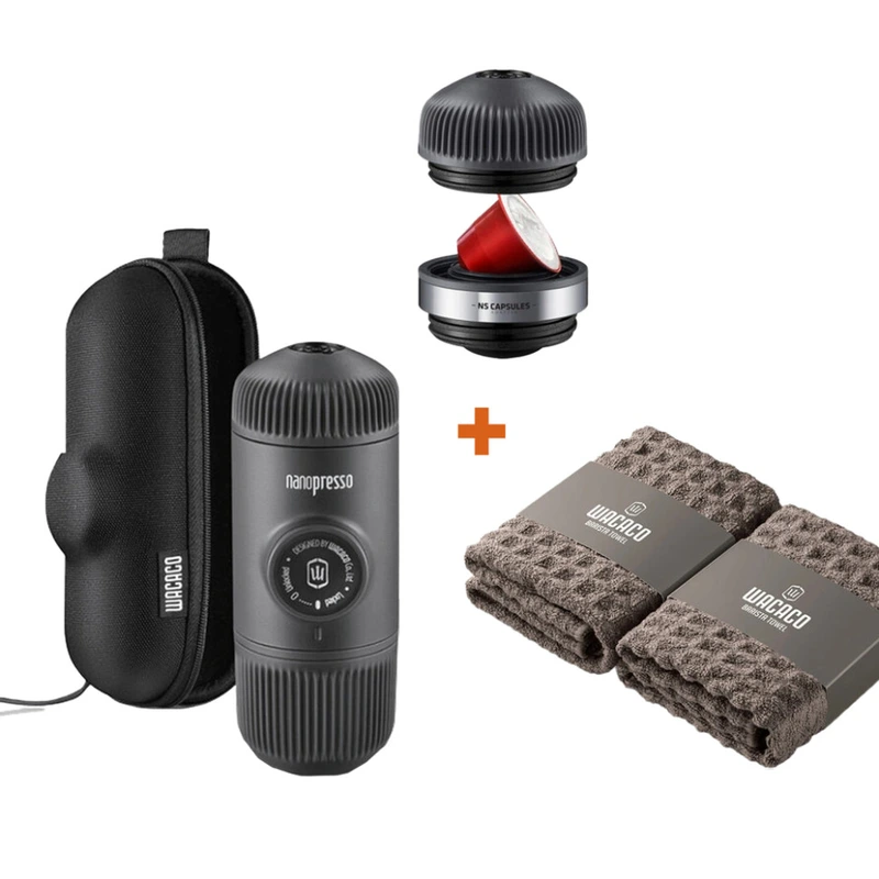 Набір Wacaco Nanopresso: кавоварка, адаптер для капсул та рушники бариста — Wacaco