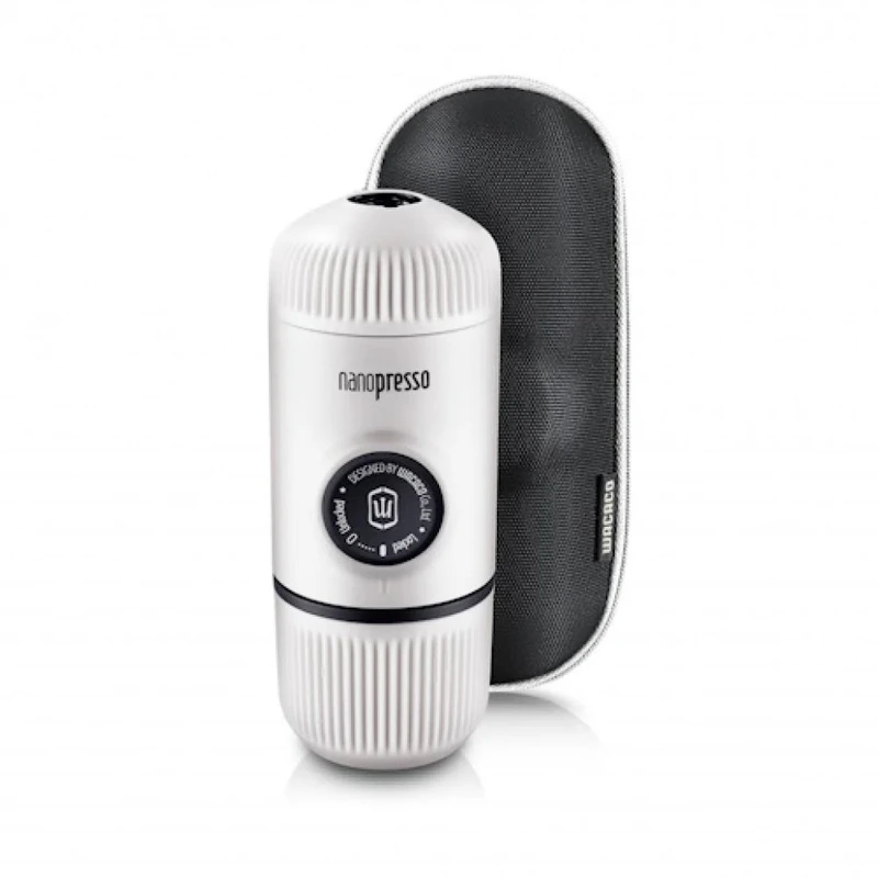 Портативна еспресо-кавоварка Wacaco Nanopresso біла з чохлом, механічна, для меленої кави — Wacaco