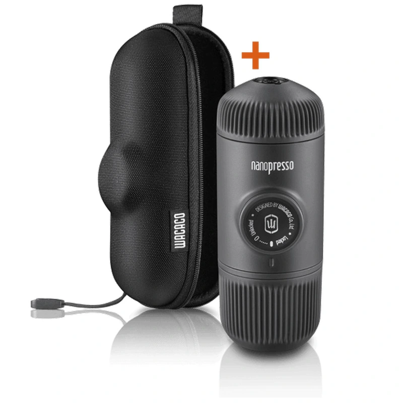 Портативна еспресо-кавоварка Wacaco Nanopresso сіра з чохлом, механічна, для меленої кави — Wacaco