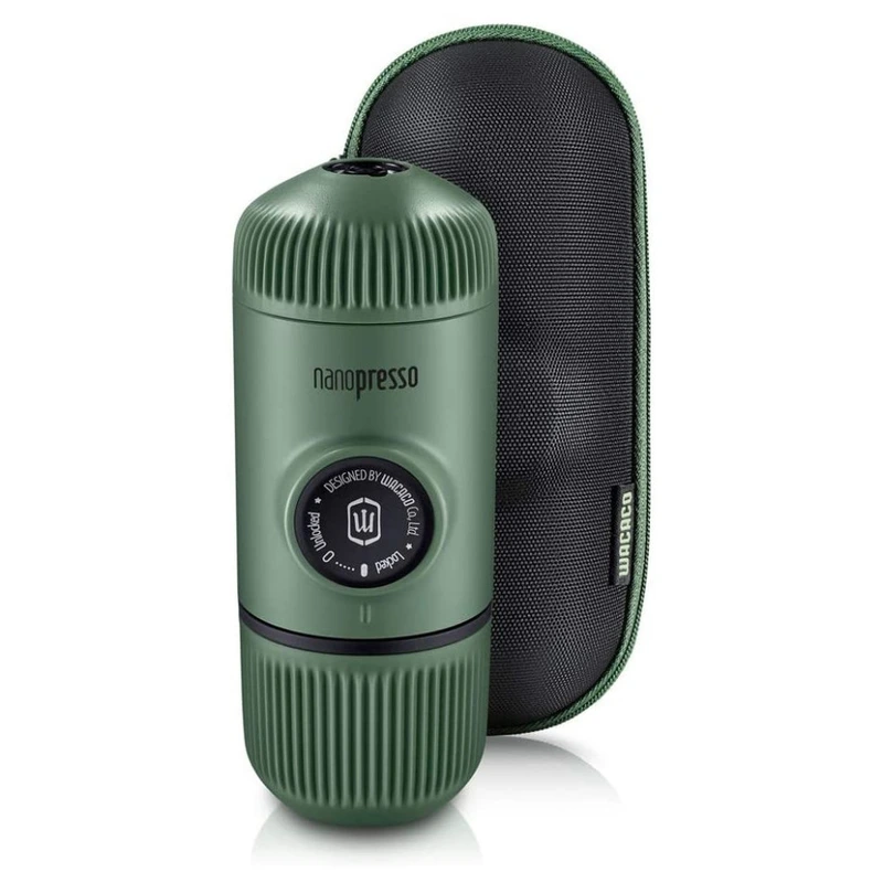 Портативна еспресо-кавоварка Wacaco Nanopresso зелена з чохлом, механічна, для меленої кави — Wacaco