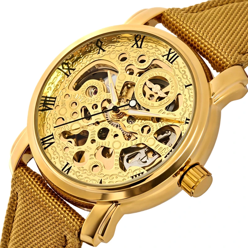 Чоловічий механічний годинник Winner BestSeller Sahara Gold, 2 ремінці