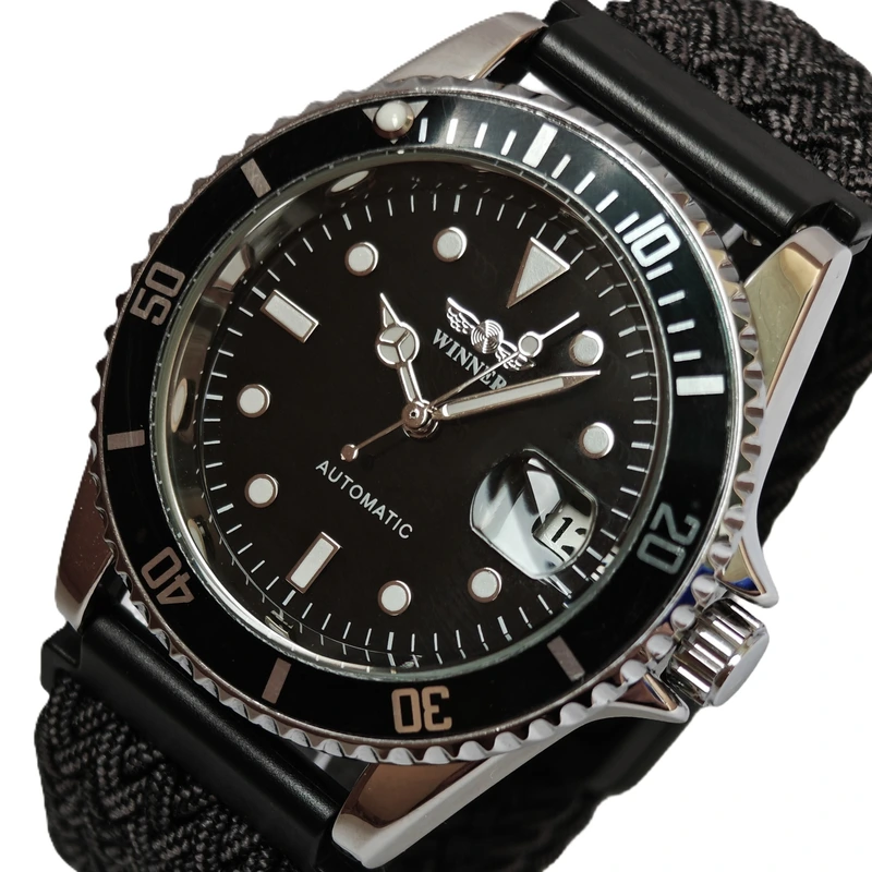 Чоловічий механічний годинник Winner Basel Nylon, 2 ремінці