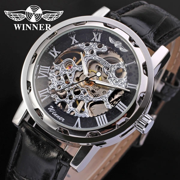 Чоловічий механічний годинник Winner Black