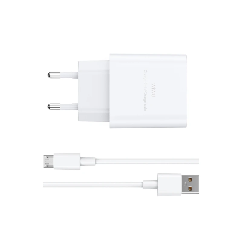 Мережевий зарядний пристрій з кабелем WIWU 2.4A Essen GaN Fast Charger Combo with A-M cable Wi-G023 A-M EU White — WIWU