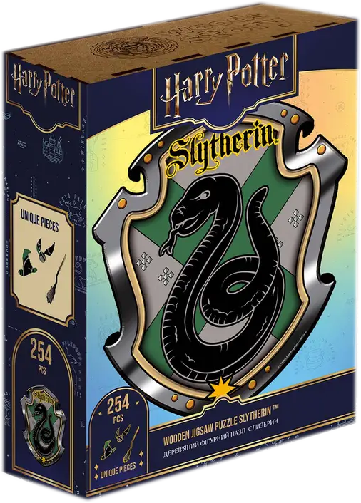 Фігурний дерев'яний пазл Гаррі Поттер Герб Слизерин XL