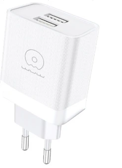 Мережевий зарядний пристрій WUW-C222 2.4A Charger  2 USB A  white