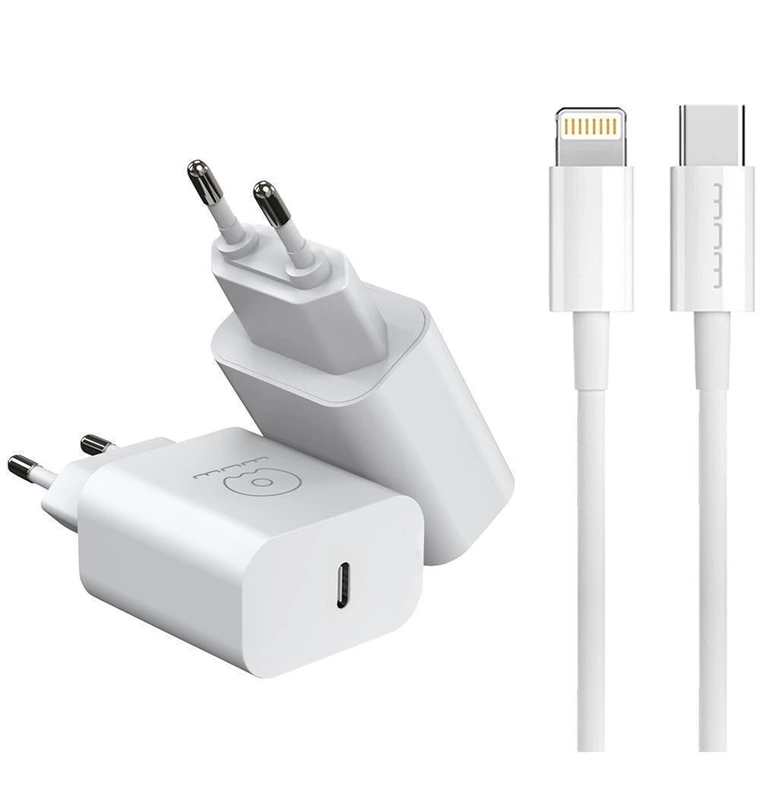 Мережевий зарядний пристрій з кабелем WUW-T81L PD 20W USB C fast charger +USB C to Lightning cable kit