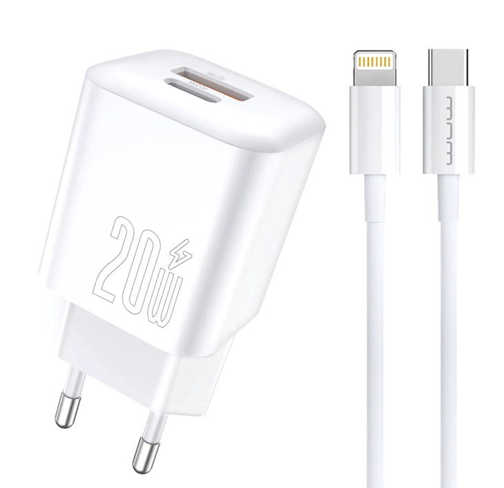 Мережевий зарядний пристрій з кабелем WUW-T104L PD20W A+C  Lightning kit