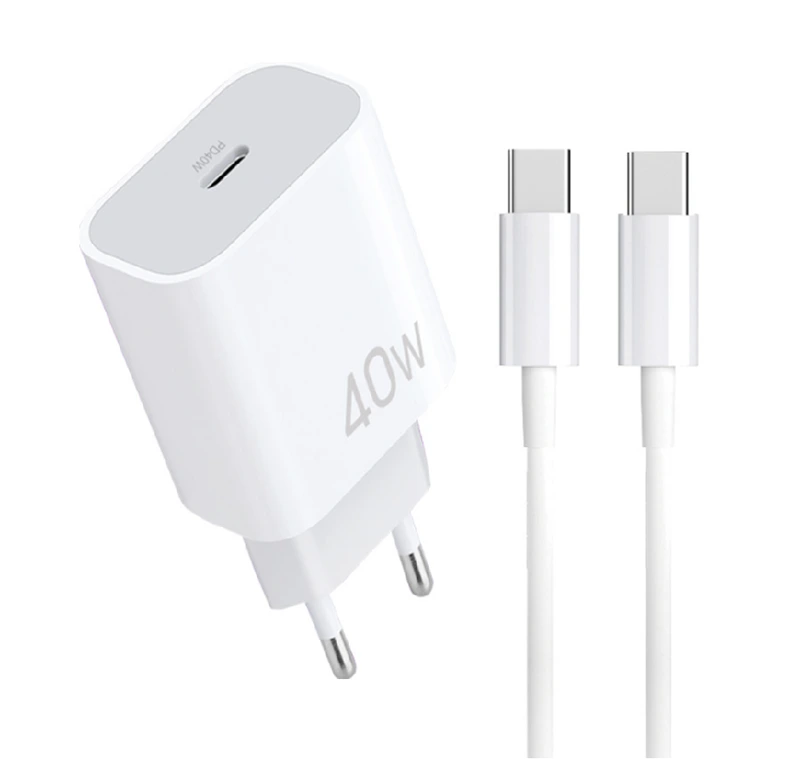 Мережевий зарядний пристрій з кабелем WUW-T108 PD 40W charger with C-C cable
