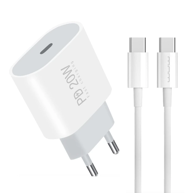 Мережевий зарядний пристрій з кабелем WUW-T79L PD 20W USB C charger with type c to type c cable