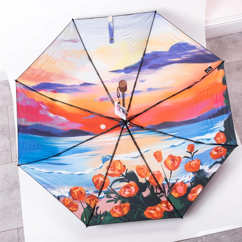 Парасолька механічна елегантна з принтом міцна надійна з поліестеру діаметр 100 см HP-23-14ML — Yiwu