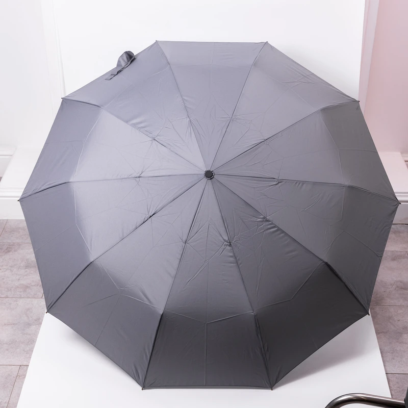 Парасолька автоматична з дерев'яною ручкою класична з поліестеру діаметр 116 см Сірий HP-23-8G