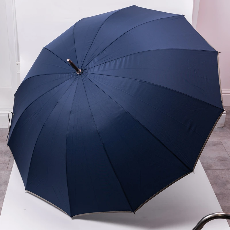 Класична парасолька-тростина з чохлом напівавтомат з поліестеру міцна надійна 12 спиць діаметр 120 см Сірий HP-23-16G — Yiwu