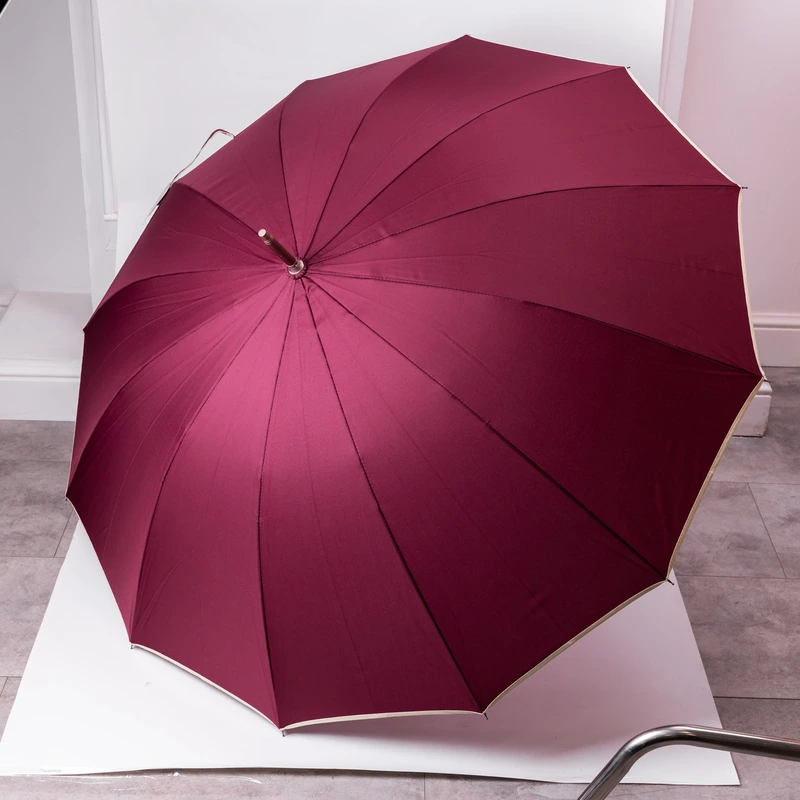 Класична парасолька-тростина з чохлом напівавтомат з поліестеру міцна надійна 12 спиць діаметр 120 см Червоний HP-23-16R — Yiwu