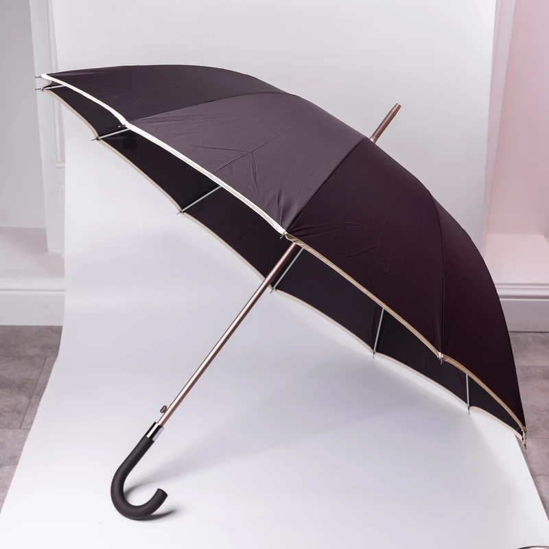 Класична парасолька-тростина з чохлом напівавтомат з поліестеру міцна надійна 12 спиць діаметр 120 см Фіолетовий HP-23-16V — Yiwu