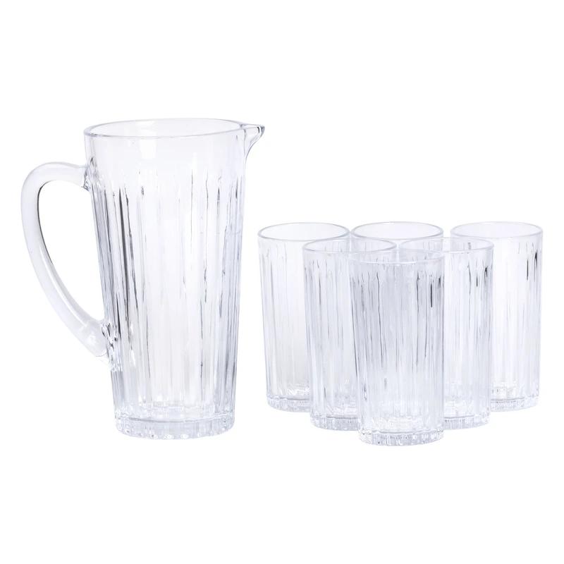 Глечик 1.2 літра зі склянками 6 штук по 320 мл графин для компоту соку води лимонаду HP-19-5