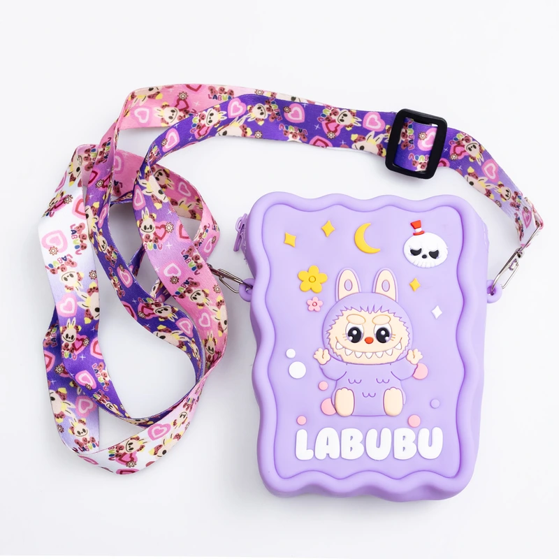 Дитяча силіконова сумка Лабубу 12.5×9×3.5 (см) через плече Фіолетова HP-55-7V