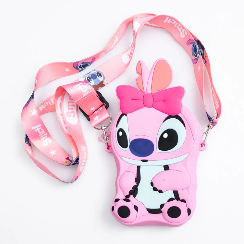 Дитяча силіконова сумка Стіч 13×9×2,5 (см) через плече Рожева HP-55-5P