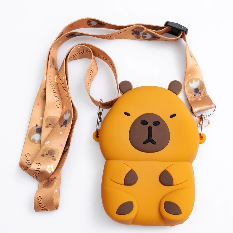 Дитяча  силіконова сумка Капібара 13×9×3 (см) через плече Коричневий HP-55-3BR