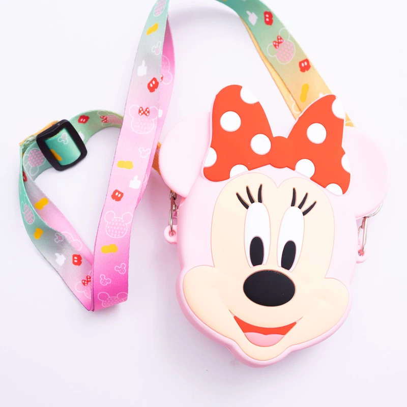 Дитяча силіконова сумка Мінні Маус 15×13×3 (см) через плече  Рожевий HP-55-9P — Yiwu