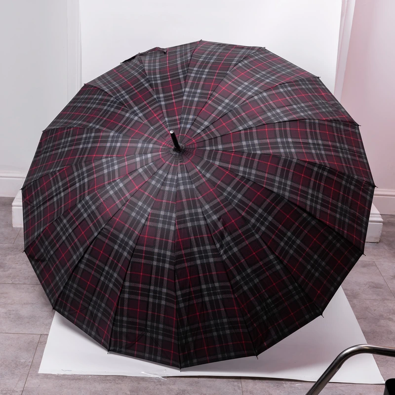 Класична парасолька-тростина напівавтомат з поліестеру 16 спиць діаметр 117 см Червона HP-23-4R