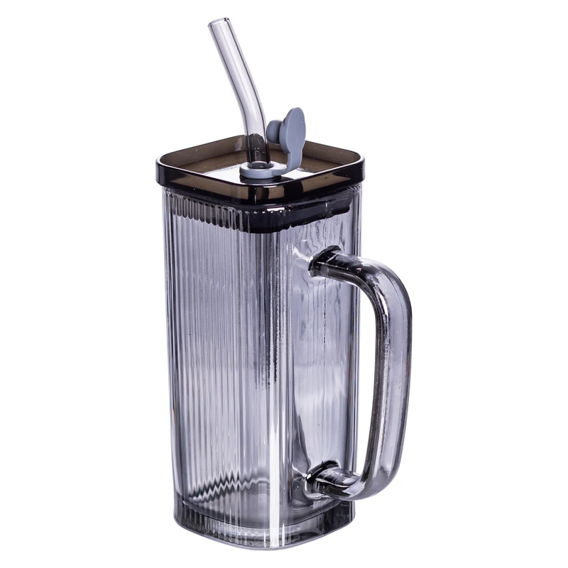 Кружка скляна з кришкою та трубочкою 280 (мл) чашка з трубочкою та кришкою на подарунок HP-19-52