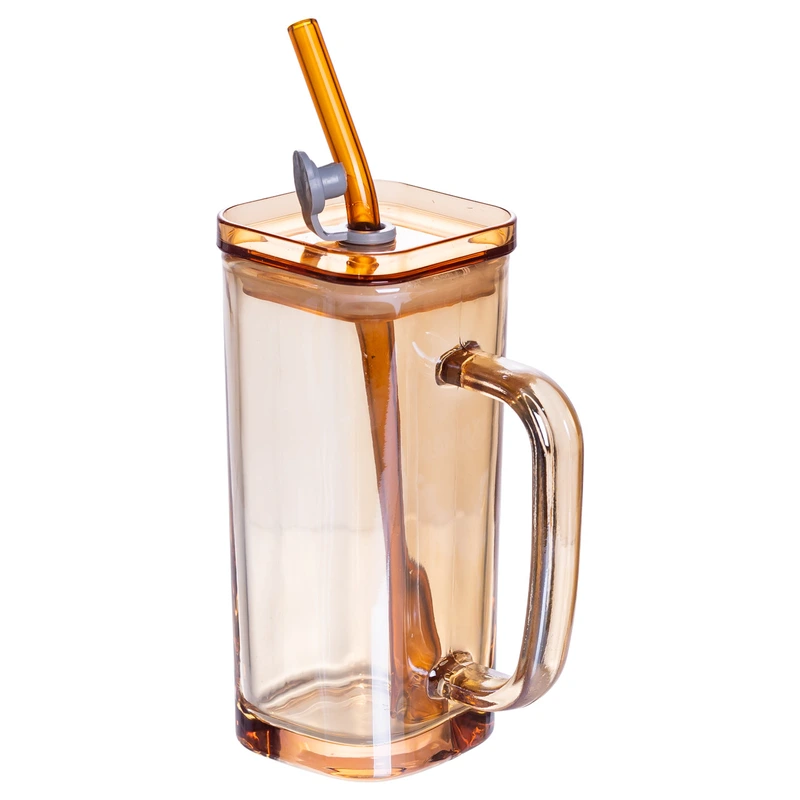 Скляна чашка з кришкою і трубочкою 280 (мл) HP-19-53GLD