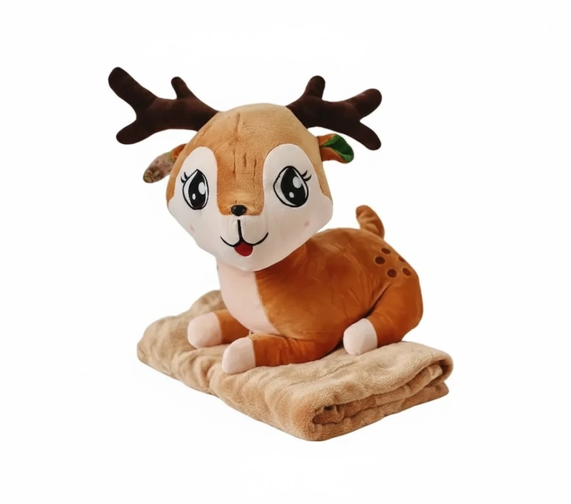 Плед-іграшка подушка 3 в 1 Собака Хаскі-матрос (110х150 см) з пледом Коричневий 520-3BR (7419BR)