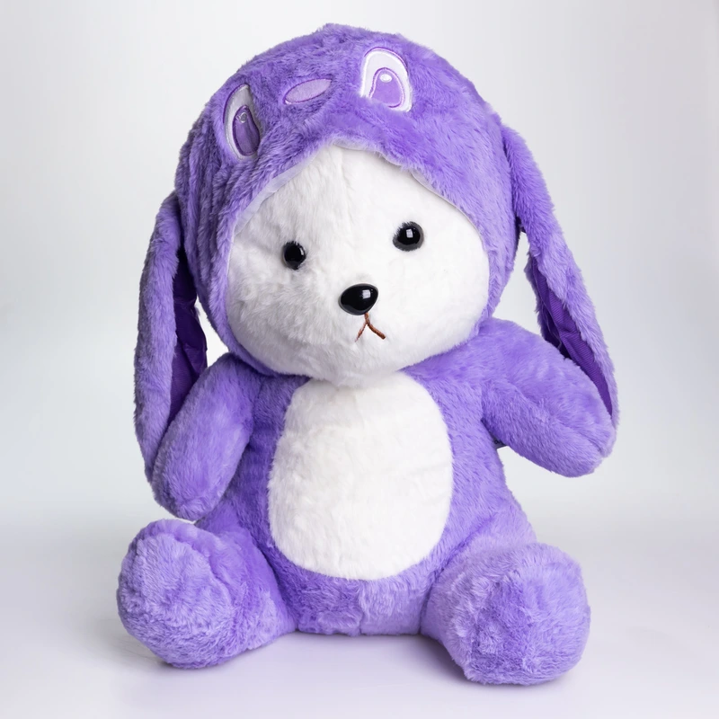 М'яка іграшка-плед, подушка 3 в 1 Ведмедик Тедді в костюмі Ангела плед в іграшці 40×35×15 (см) дитячий плед іграшка Фіолетовий 520-2V