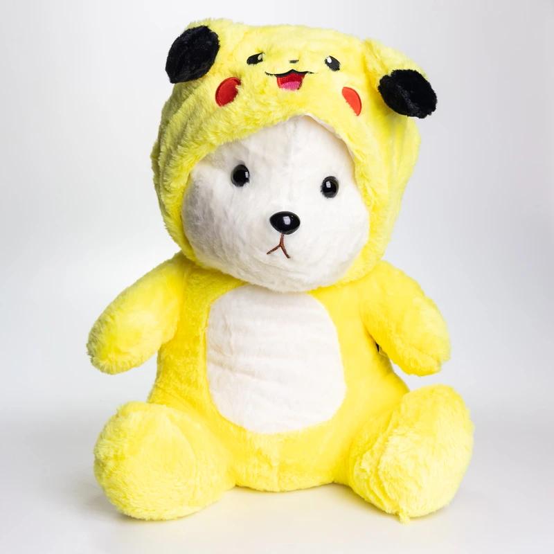 М'яка іграшка-плед, подушка 3 в 1 Ведмедик Тедді в костюмі Пікачу плед в іграшці 40×35×15 (см) дитячий плед іграшка Жовтий 520-2Y