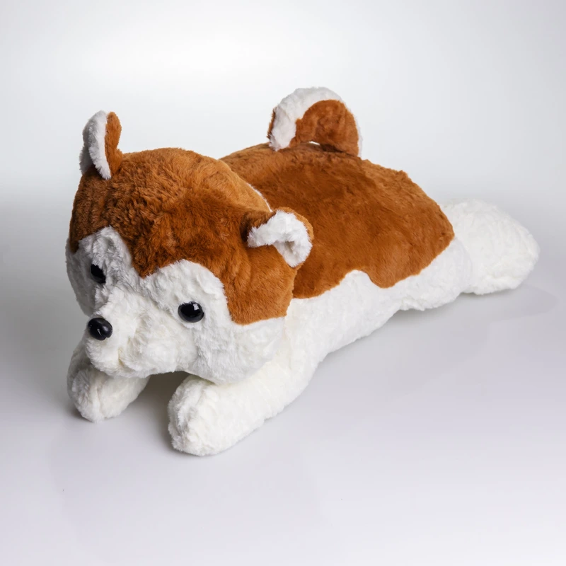 М'яка іграшка-плед, подушка 3 в 1 Хаскі плед в іграшці 50×30×26 (см) Коричневий 7124BR