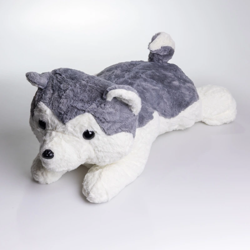 М'яка іграшка-плед, подушка 3 в 1 Хаскі плед в іграшці 50×30×26 (см) Сірий 7124G