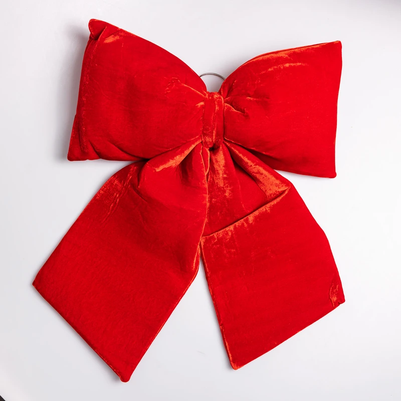 Оксамитовий бант для декору на ялинку 35×45 (см) Червоний CR-2-15 — Yiwu